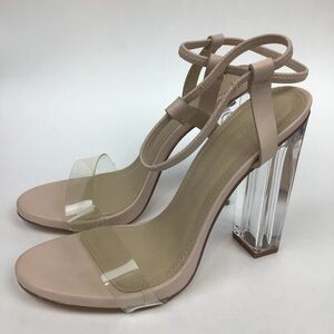 Truffle Collection Shoes Clear Strappy Open Toe Pump High Heels 38 EUR, 8 US